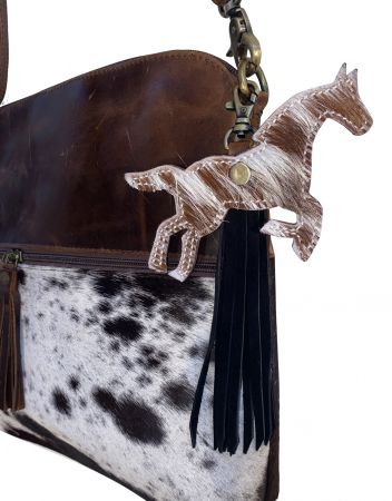 Showman Hair on Cowhide Horse Shaped Keychain #2